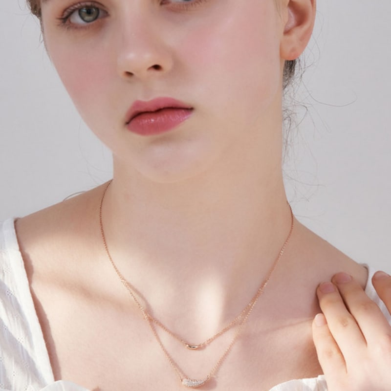 ELLE Jewelry Two-Line Layered Waterdrop Necklace ELBRNN232