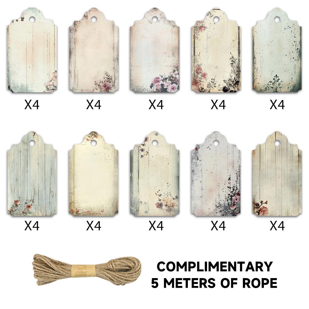 

40 шт. пустых цветочных бирок для подарков, свадеб, девичников, дней рождений, карточек для сообщений, поздравительных открыток, с джутовым шпагатом в комплекте.