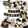 Kit de Guirnalda de Globos para Nochevieja - Arco de Globos Negro Dorado Blanco con Pancarta "Feliz Año Nuevo" y Globos de Foil para Fiesta de 2026 D