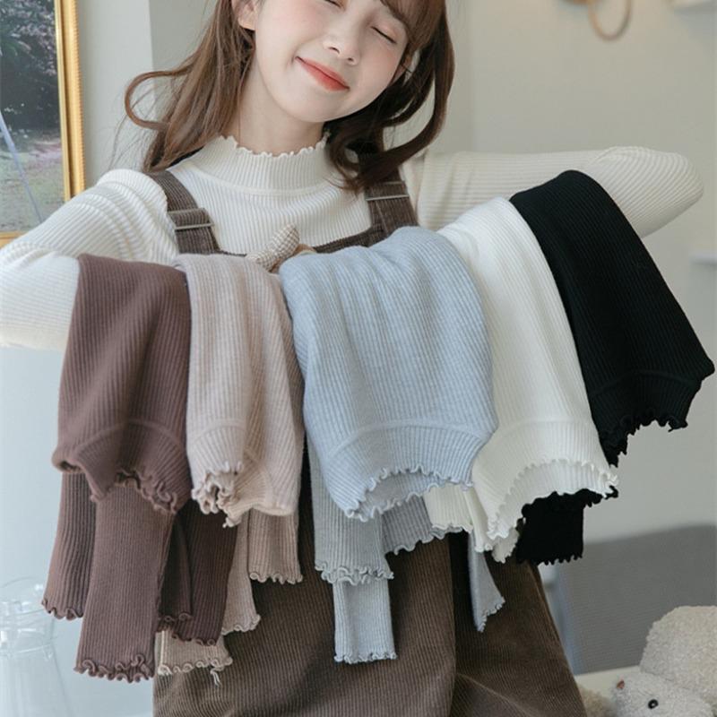 Women's Ruffle Half High Neck Long Sleeve Sweater - Early Spring & Autumn Style