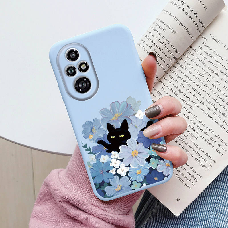 Cartoon Case For Honor 50 70 X7 X7A X7b 90 Lite 90 Smart 400 200 Pro 200 Lite Cute Black Cat Cover Soft Back Shell for Honor 400