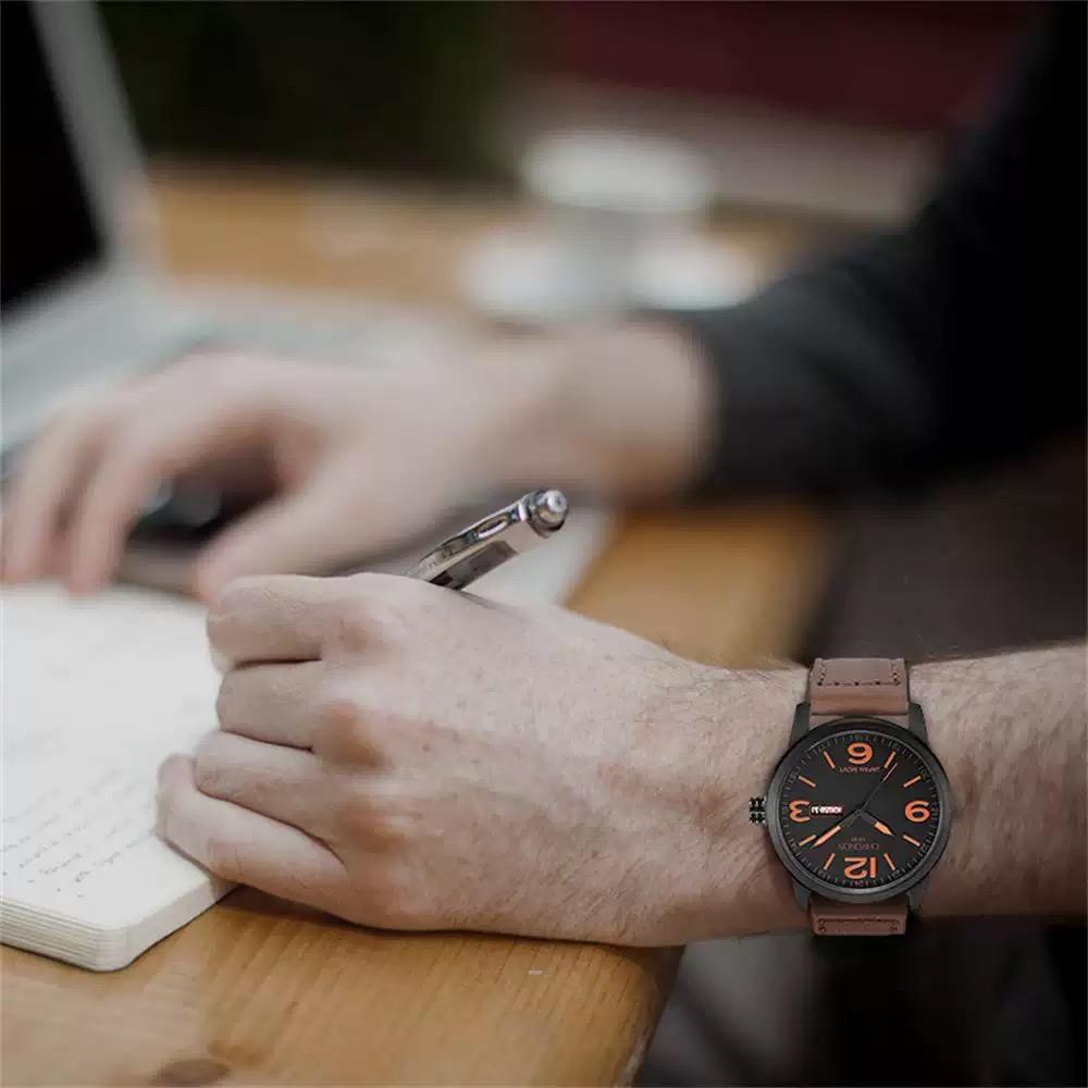 CHRONOS Top Brand Luxury Watch Men Watch Date Week Leather Men's Watch