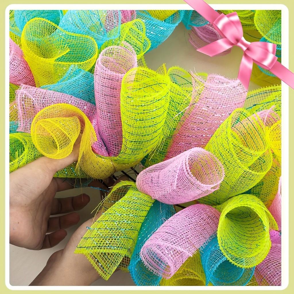 Easter Solid Alluring Color Mesh Ribbons For Diy Bow Wreath Festive Decor Holiday