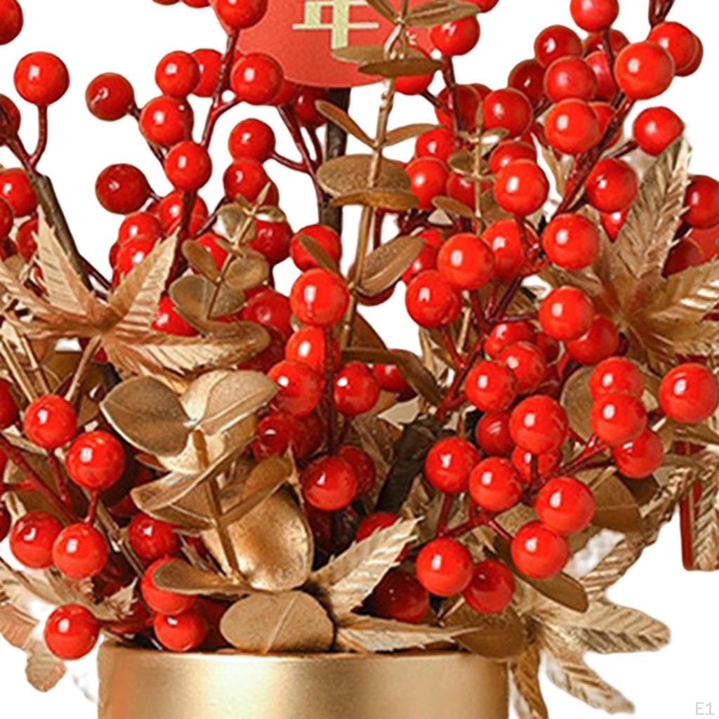 Artificial Floral Pot Chinese Collectible Party Decor Decorative Desk Ornament Decoration Year