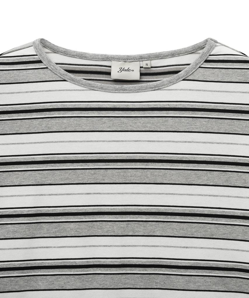 YALE Multi-Stripe Crop Long Sleeve_Gray