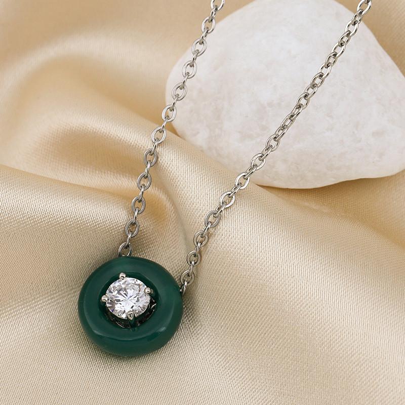 Stunning Korean Style Round Bubble Agate Zirconia Clavicle Necklace For Women In Unique Colors