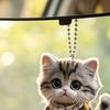 Unique Car Mirror Decoration Cat Acrylic Hanging Decor, Cute 2D Flat Rearview Versatile Pendant for Windows Pendant, Kawaii Keychain Accessories,