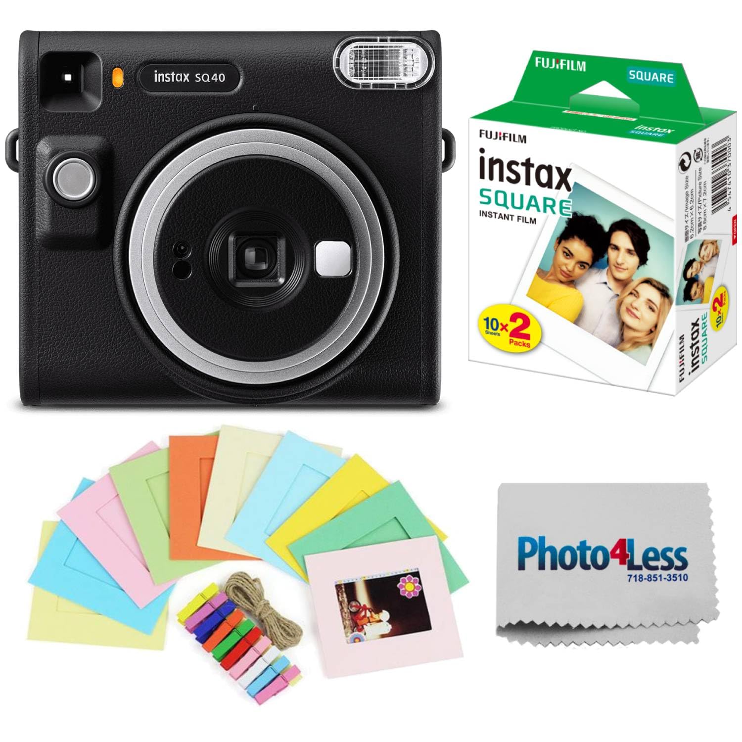 

Fujifilm Instax Square SQ40 (16802814) + Fujifilm instax Square Instant Film (20 пострілів) + Підвісна фоторамка для квадратної плівки різних кольорів – комплект