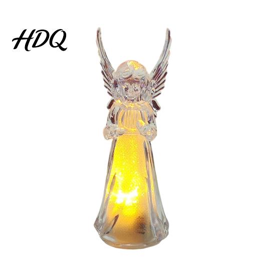 Decorative Crystal Angel Guardian Night Light Small Prayer Reading Playing Music Led Bedside Lamp Figurine with LED Light for Desk Table,