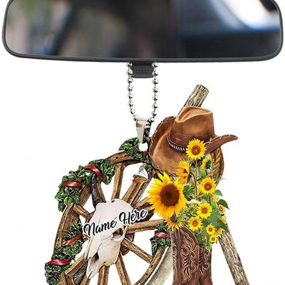 Cowboy Boot Pendants, Personalized Boot Hats, Cowboy Car Mirror Pendants