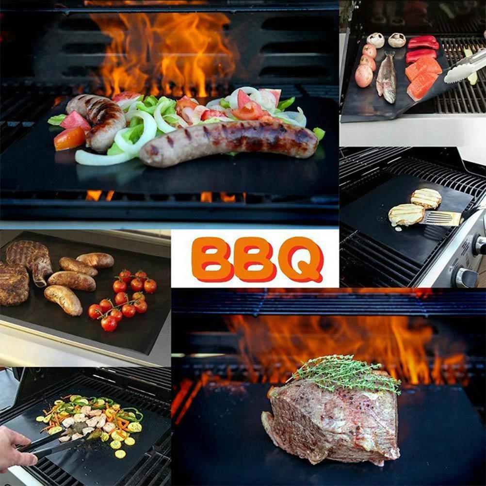 5Pcs Black Fiberglass Non Stick BBQ Grill Mat Heat Resistant
