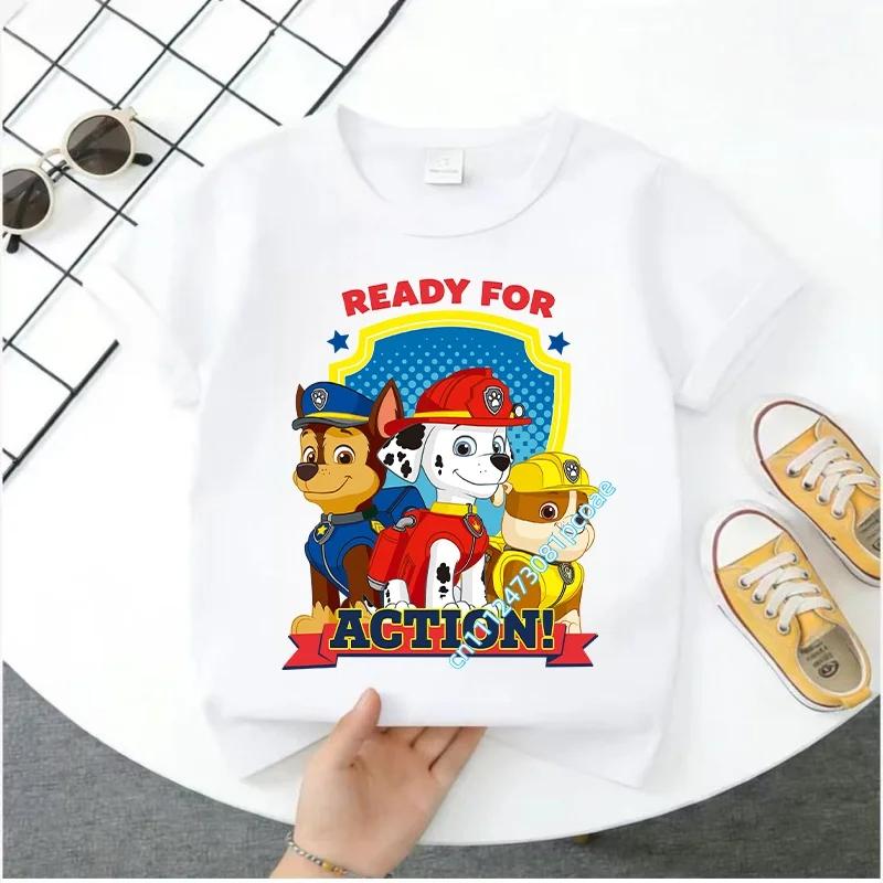Summer Fashion Short-sleeve Party Gift Paw Patrol Boys and Girls T-shirt with Cartoon Anime Pattern Print