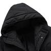 Men's Autumn Winter Zipper Warm Down Jacket Hooded Plush Solid Color  Cotton Coat