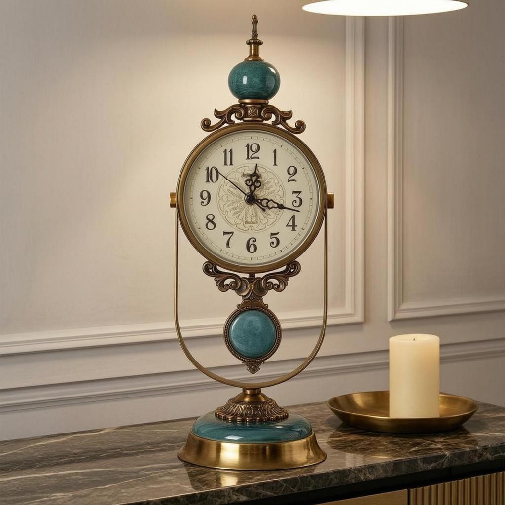 Vintage Mantel Timepiece Polished Finish Home Decor Gold-Tone for Desktop