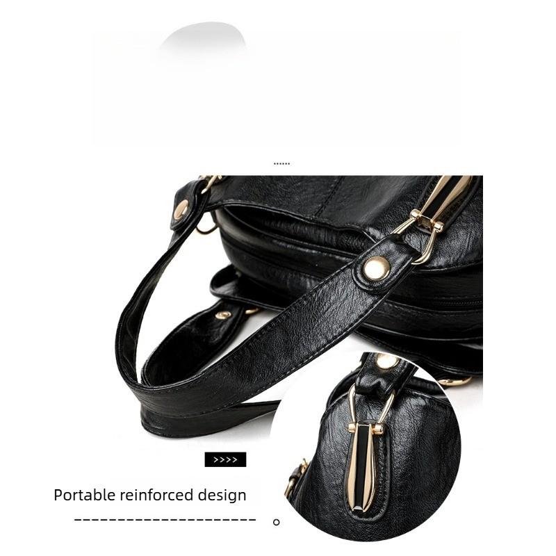 Women's Textured Leather Top-Handle Bag Stylish Crossbody Bag