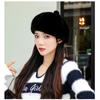 Big Head Circumference Black Beret Female Winter New Trendy Face Small Mink Hair Hat Octagonal Hat Cloud Hat Milliner