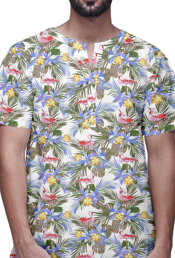 Atasi Tailored Fit Short Kurta Cotton Cambric Printed Keyhole Neck Casual