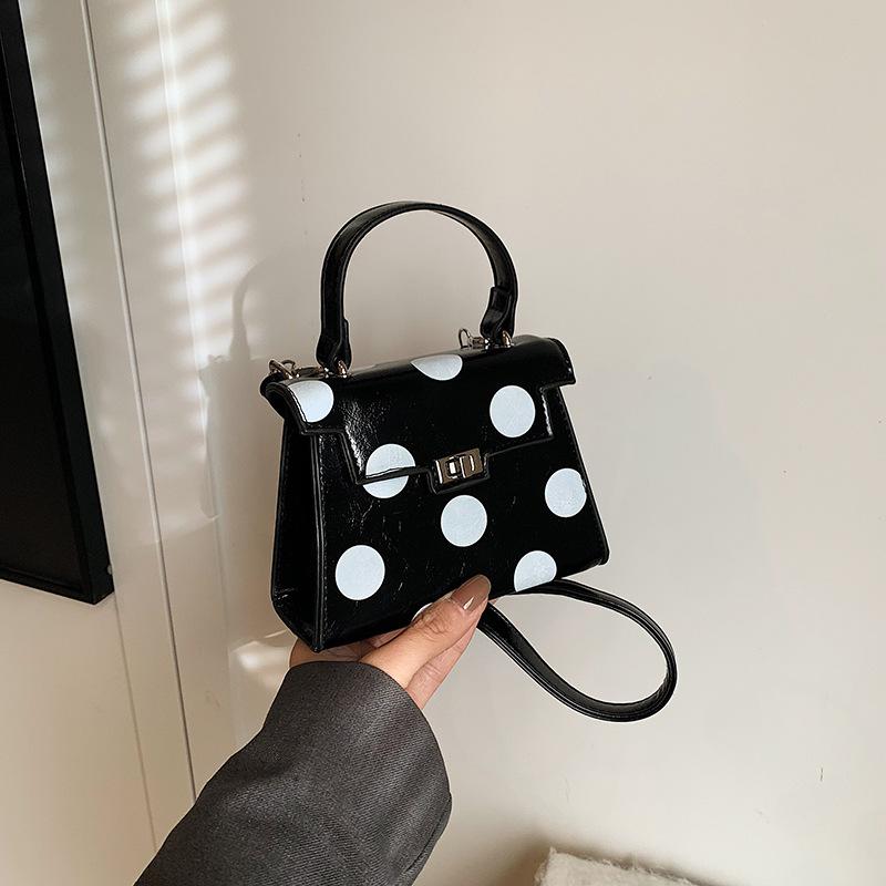 Ankola Red Bag Women's Autumn and Winter New Niche Messenger Bag Polka Dot Portable Mini Square Bag