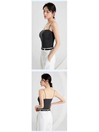 Elegant Pleated Camisole with Built-in Bra & Chest Pads - Women's Summer Outerwear