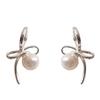 Fresh Silver Bright Bows Pearl Mosquito Coil Ear Clip Fancy Refined Grace Stud Earrings Earrings Jewelry Women
