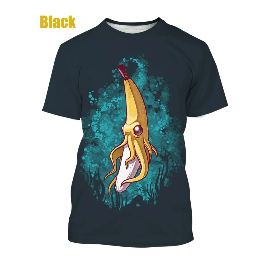 2024 Casual Fruit Design Fun Banana 3D Printed T-shirt New Fashion Unisex Hip Hop Street Short Sleeve Top T-shirt New Kids Shirt