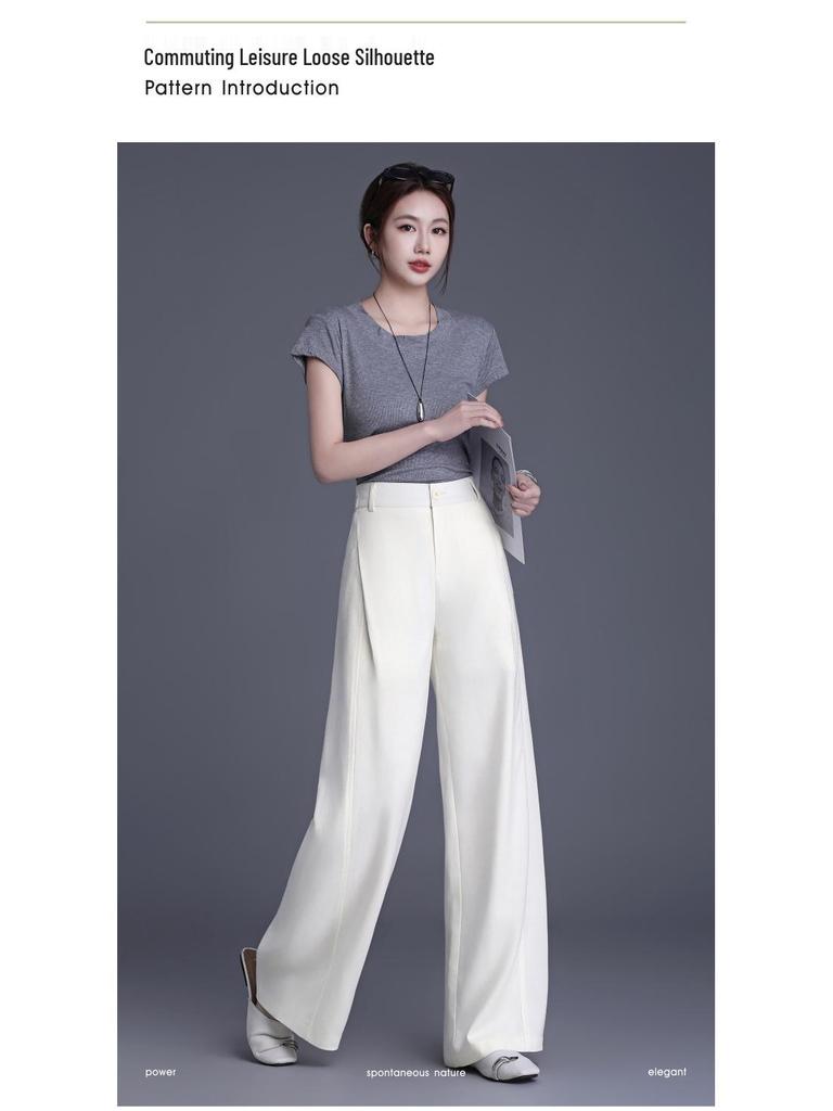 Women's 2026 High-Waisted Wide-Leg Lyocell Pants - Fashionable Loose-Fit Trousers with Elegant Drape