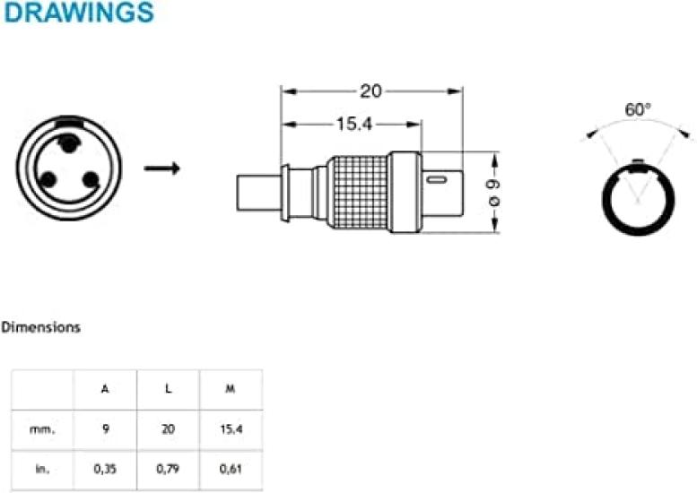 ZBLZGP Replacement 00B 3-Pin Connector Miniature Plug FVB.00.303.NLAE24 for MTP4040S and SK2000 Bodypack Transmitters
