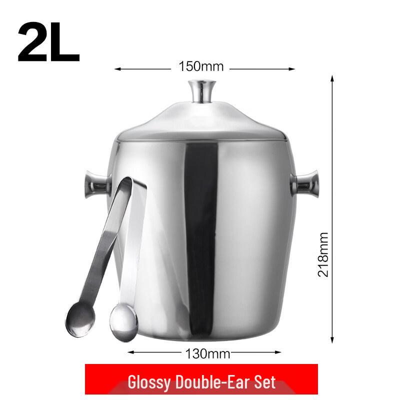 ZISIZ Stainless Steel Insulated Ice Bucket