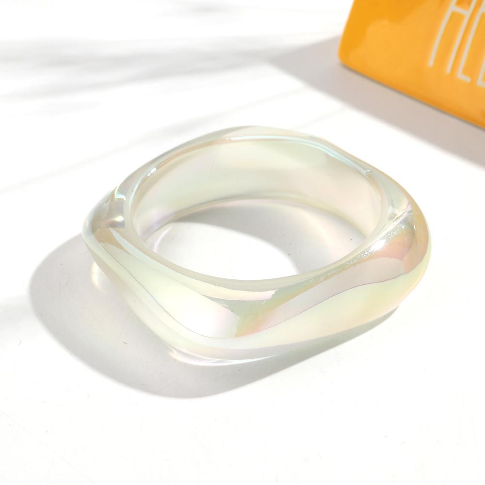New AB Colorful Irregular Square Resin Wide Bangle for Women Statement Acrylic Geometric Bracelets Valentine's Day Jewelry Gifts