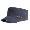 Unisex Cotton Military Cap Flat Top Hat Spring Summer Sun Protection Korean Style Army Cadet Cap Casual Peaked Hat with Star Rivets