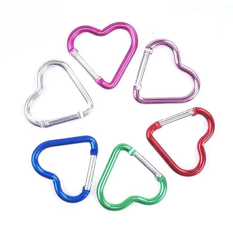 1PC Heart-shaped Aluminum Carabiner Keychain Clip Outdoor Tools Water Bottle Keyring Hook Hanging Buckle Travel Kit Accessories