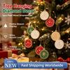 Christmas DIY Rhinestone Painting Ornaments 6pcs Wooden Round Pendants Diamond Craft Kit with Hemp Rope Tools Included