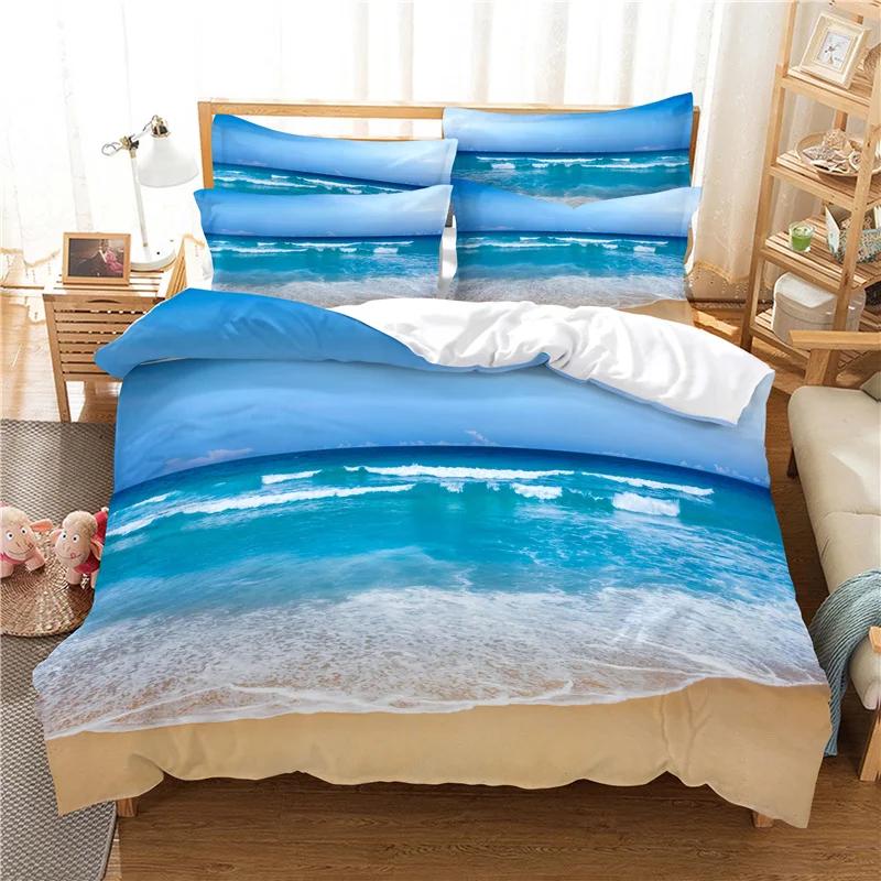 Comforter Printed Seascape Bedding Winter Bed Sets For Girl Spring Color Queen Size Us Queen 228X228Cm Bedclothes Dropship