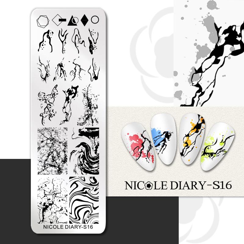 NICOLE DIARY Leopard Flower Nail Stamping Plate Image Transfer Template Geometry Leaf Stainless Steel Stencil Nail Printing Tool