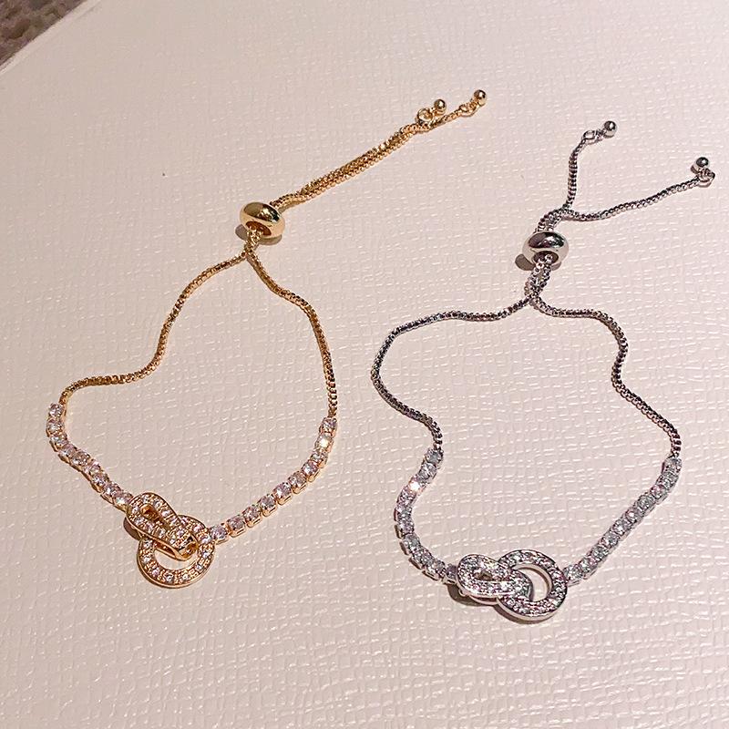 New Round Zircon Bracelet for Women, Fashionable and Versatile, Light Luxury Bracelet