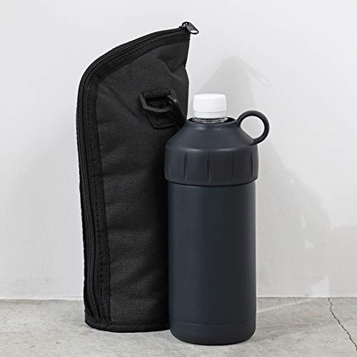 Pearl Metal BLKP Cooler Cover for 500ml and 600ml Bottles, Double Wall Vacuum Insulation, Includes Dedicated Bag, Black, Model AZ-5093