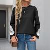 Women's 2026 Autumn Lace Patchwork Casual Pullover Sweatshirt