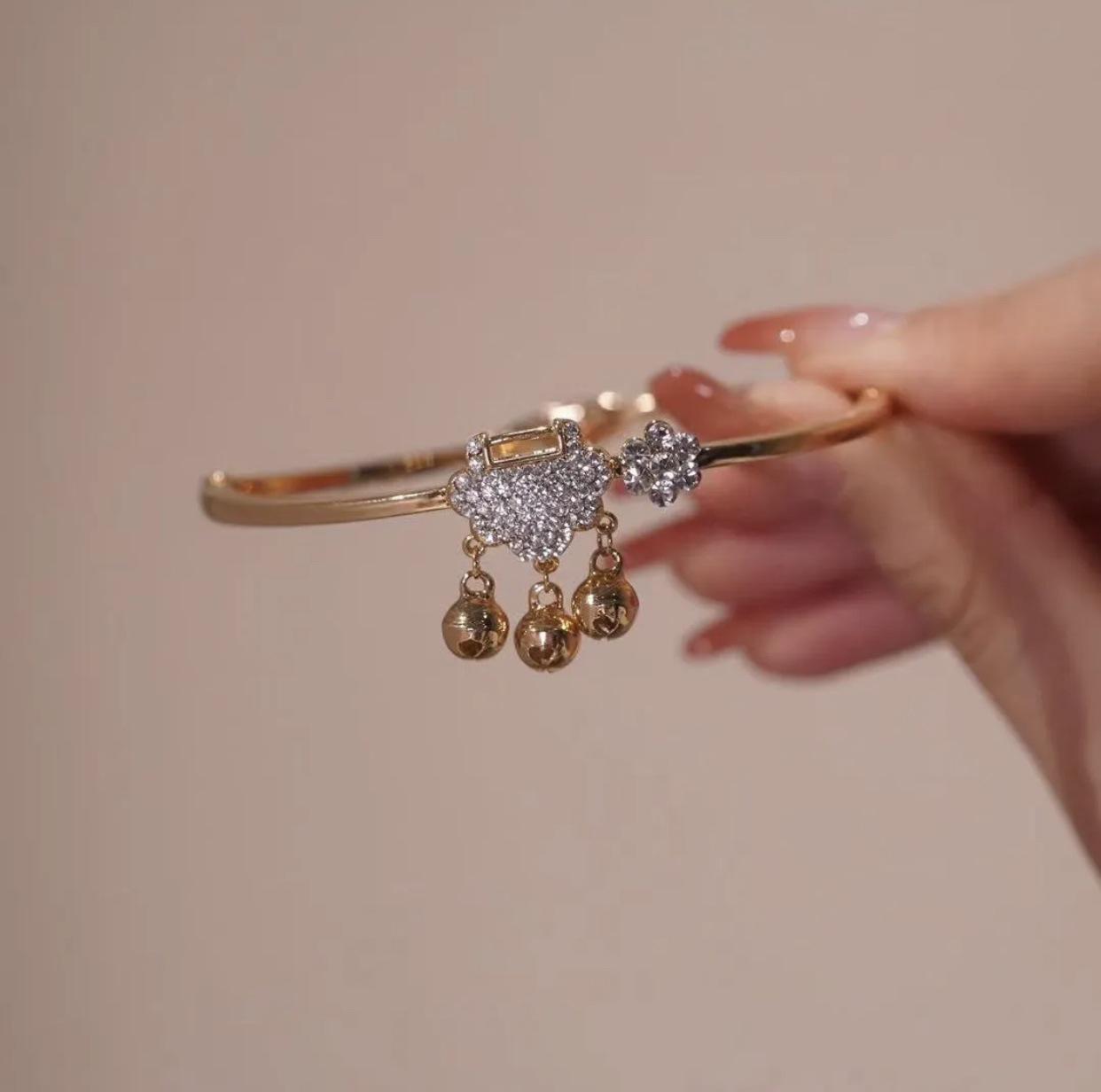 

Золотой Ретро Браслет с Замком Мира: Универсальный женский браслет ручной работы золотой