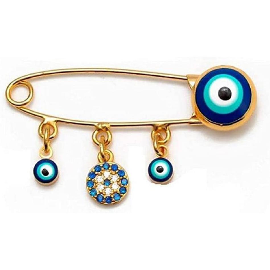Turkey Evil Eye Brooch Pins Blue Lucky Eyeball Hands Brooch Charm Ethnic Microinlay Tiny Lapel Pin Brooches Jewelry for Men Women Vaction Gift-D