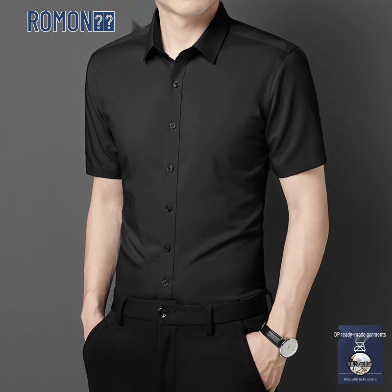 ROMON Men s 100% Cotton Wrinkle-Free Short-Sleeve Dress Shirt 43