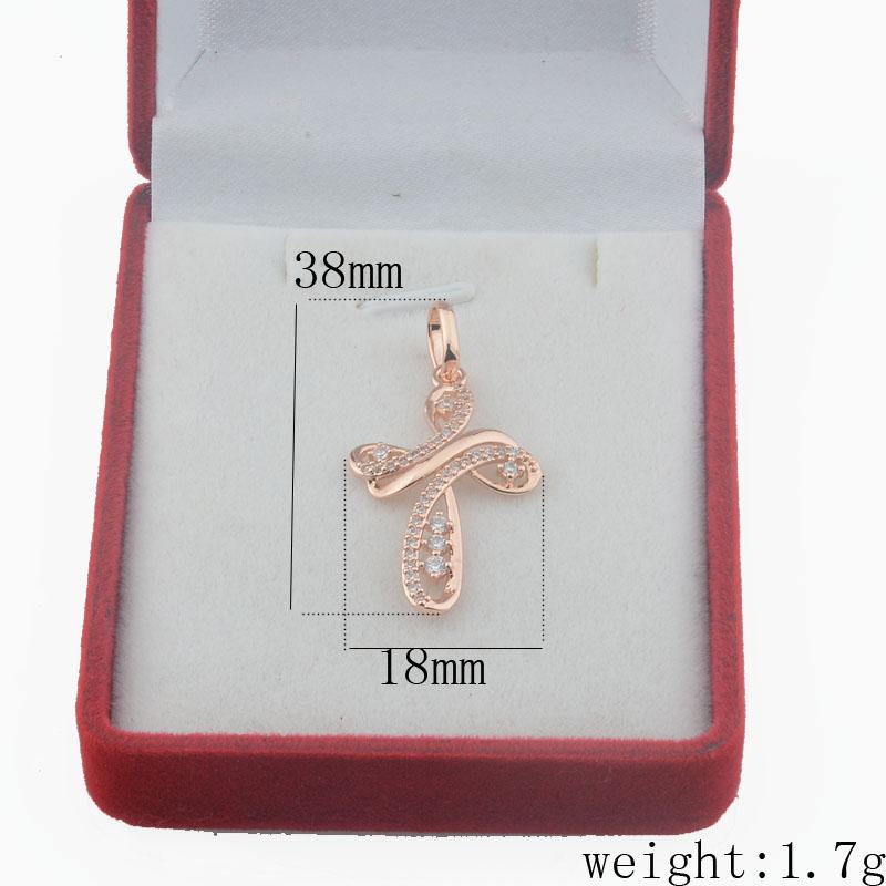 

FJ Женский Кулон-Крест с Кристаллами в Форме Бабочки Цвета Розового Золота 585 пробы, Цепочка-Звенья