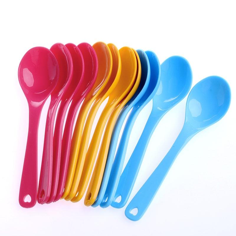 12Pcs Baby Feeding Spoon Safe Plastic Toddler Training Eating Spoon Set Food