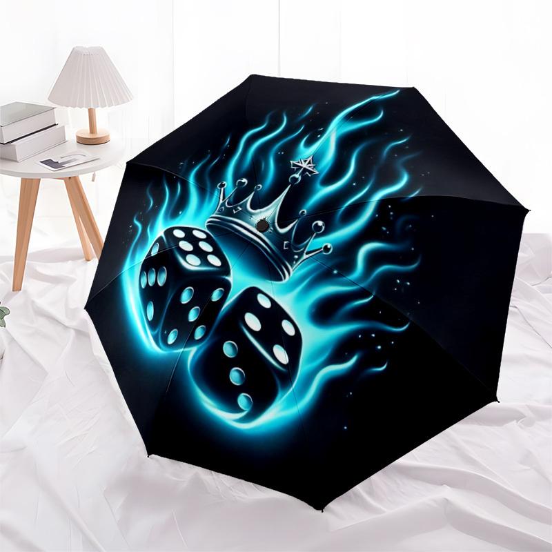1pc Dice Crown Automatic Folding Umbrella - Compact 8-Rib Design, Durable Plastic & Iron, Lightweight for Outdoor Daily Use264