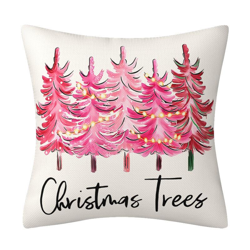New Pink Santa Claus Pillow Case Linen Christmas Decoration Living Room Sofa Cushion Cover Pillow