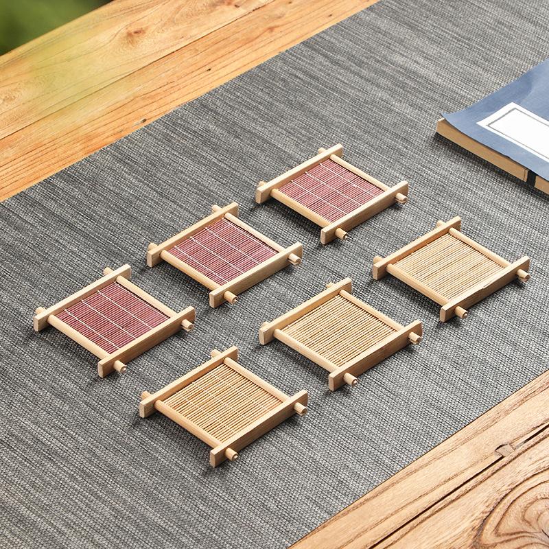 Bamboo Square Tea Coaster Heat-Resisting And High-Temperature Cup Mats Table Protector Reusable Wood Accessory Decor