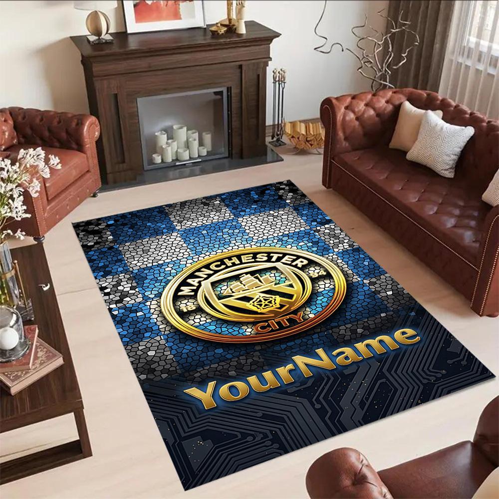 Manchester City Personalized Name Carpet Suitable for Balcony Game Room Outdoor Kitchen Antislip Carpet Decorate Offices