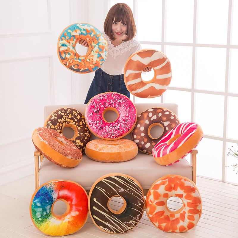 Sweet Donut Shaped Pillow Cover Only No Insert Cute Plush Sofa Decorative Cushion Case
