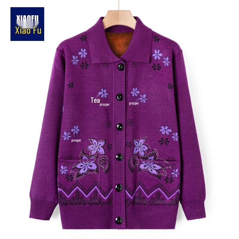 Elderly Women s Loose Thin Knit Cardigan Jacket 4XL
