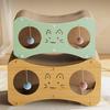 Cat Scratcher House Double Layers Corrugated Paper Scratch Cardboard Lounge Bed 2-in-1 Indoor Cats Scratching Board House with Interactive Ball