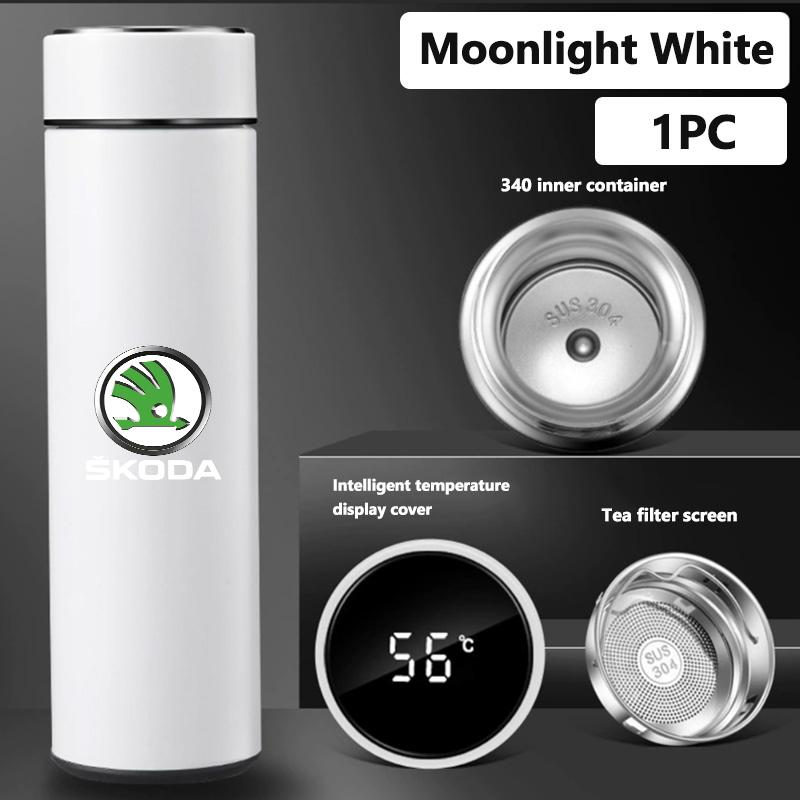 ICPG4 For Skoda Smart Thermo Mug Filter Coffee Drink Flask Temperature Display Cup Kamiq MK3 Roomster Rapid Kodiaq Karoq Fabia Enyaq